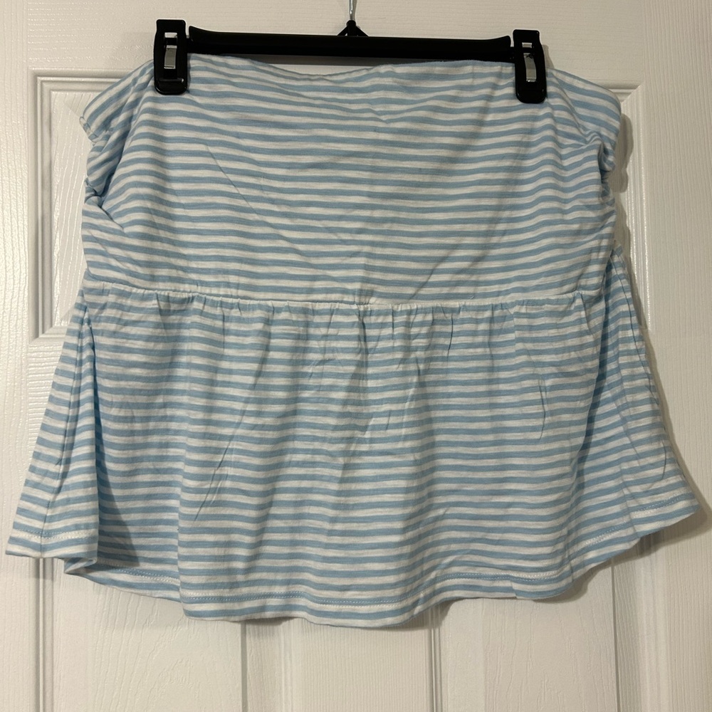 American Eagle Outfitters Light Blue Striped Strapless Top